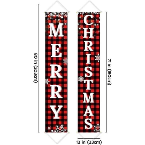 Ivenf Christmas Decorations Outdoor Yard Front Porch Sign Set, Red Black - Picture 2 of 8